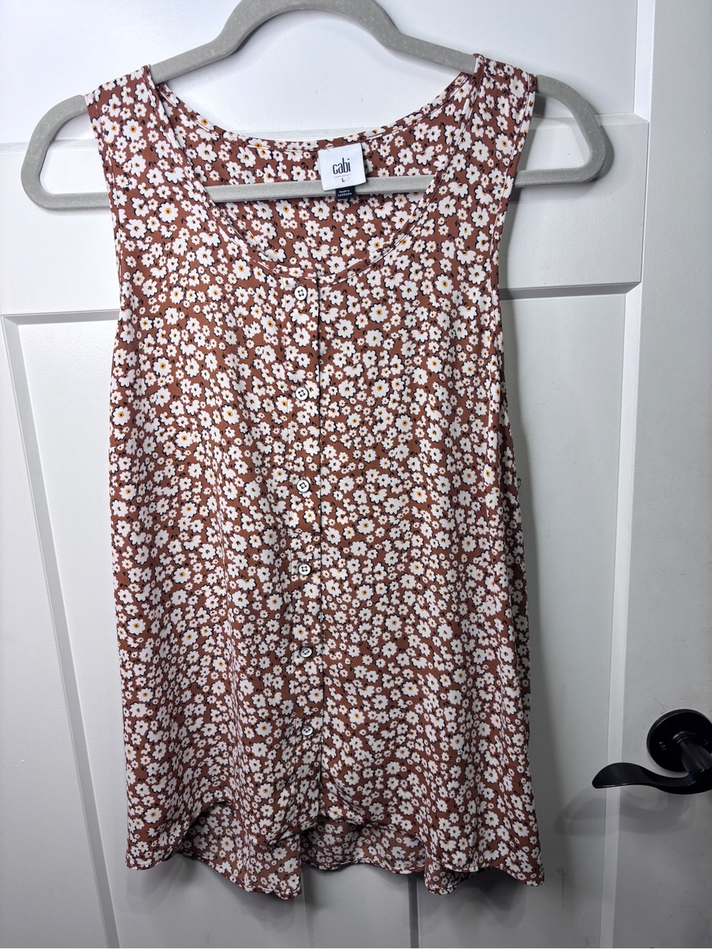 CABI Brown Floral sleeveless blouse